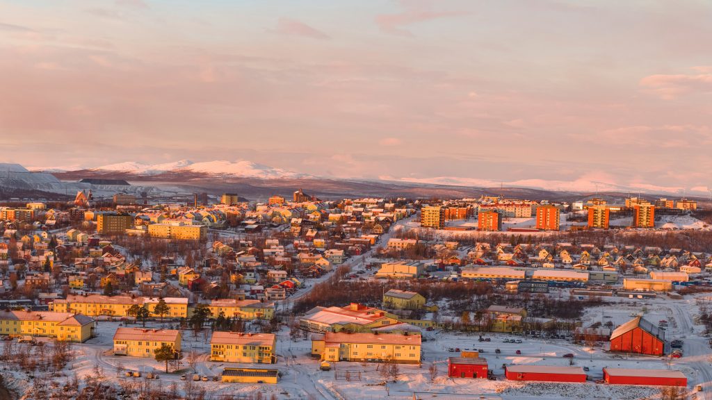 Suasana musim dingin di Kiruna, Swedia